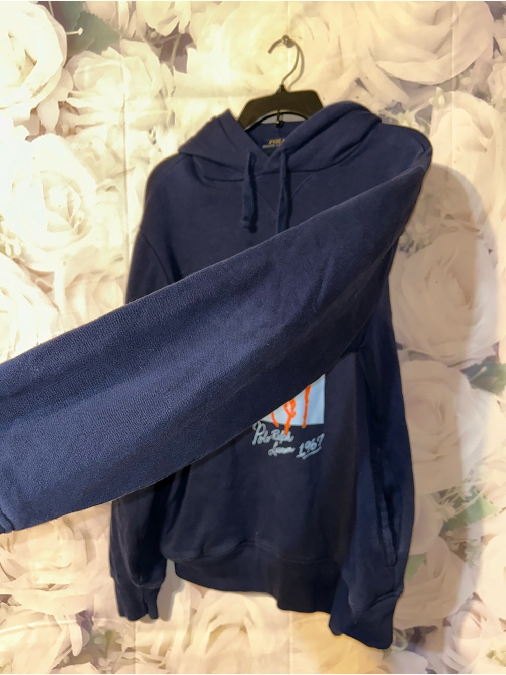 Polo Ralph Lauren Big Pony 1967 Pullover Hoodie Blue Mens Size Medium - Picture 4 of 6